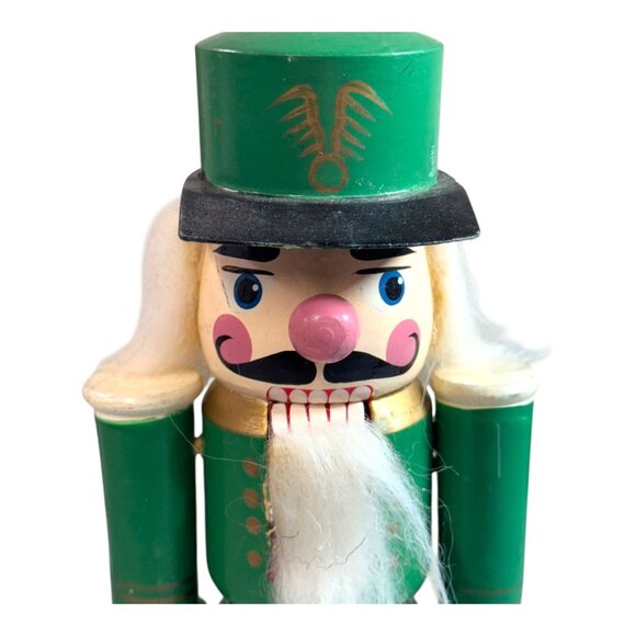 Guard Nutcracker Christmas Decor Festive Soldier Green Gold Detail Holiday 9" - Picture 2 of 9